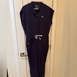 FIGS Purple Zip-Front Jumpsuit with Drawstring Waist